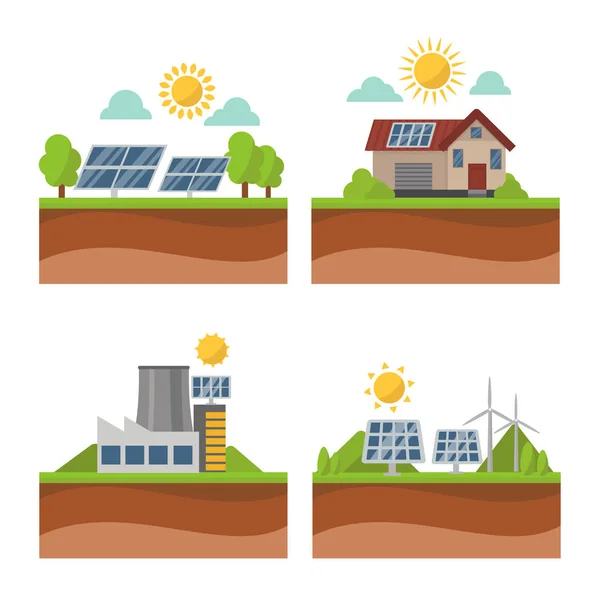 Sonne Solarenergie Strom Technologie Vektor. — Stockvektor