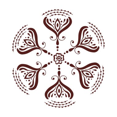 Kına dövme mehndi çiçek şablon vektör çizim.