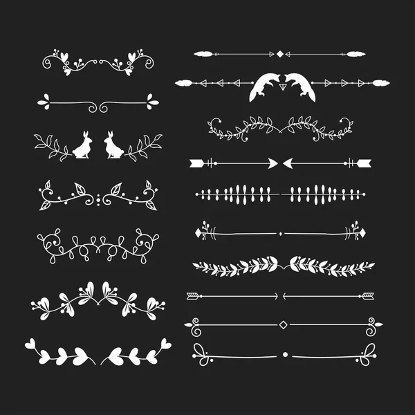 Divisores vectoriales elemento de línea caligráfica . — Archivo Imágenes Vectoriales