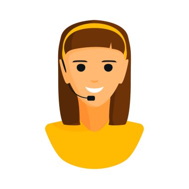 İnsanlar profesyonel iletişim iş operatör servisi vektör çizim dağıtıcı genç gülümseyen kadın konuşmak kulaklık kulaklık office grafik ve iş destek.
