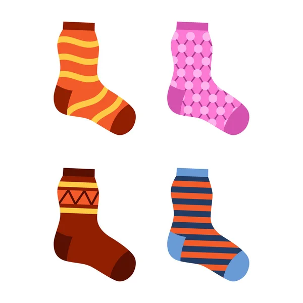 Flat design colorful socks set vector illustration. — Stock Vector