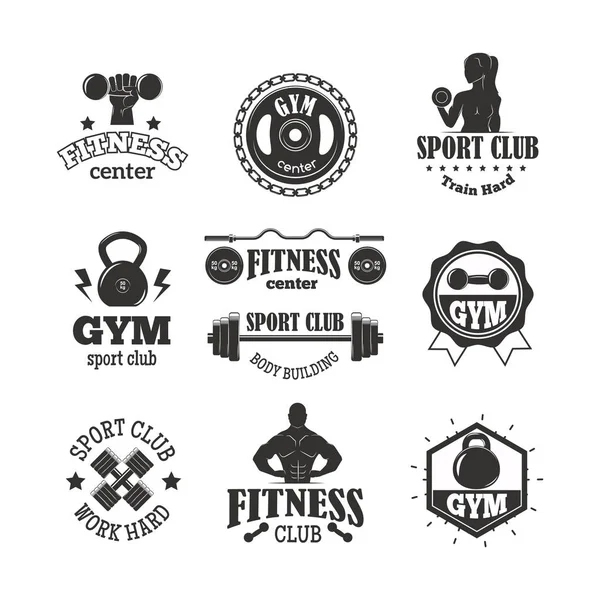 Ginásio clube de esporte fitness emblema vetor ilustração . —  Vetores de Stock