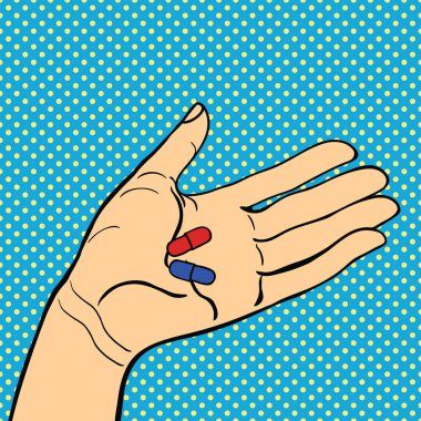 Pop art el haplarla illüstrasyon vektör.