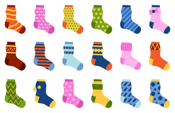 Lapos kivitel színes zokni beállítása vektoros illusztráció. — Stock Vector