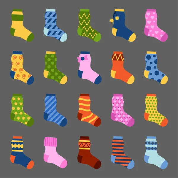 Flaches Design bunte Socken Set Vektor Illustration. — Stockvektor