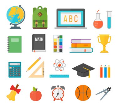 Okul Kırtasiye malzemeleri vektör çizim malzemeleri.