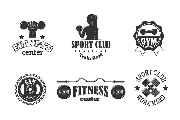 Ginásio clube de esporte fitness emblema vetor ilustração . — Vetor de Stock