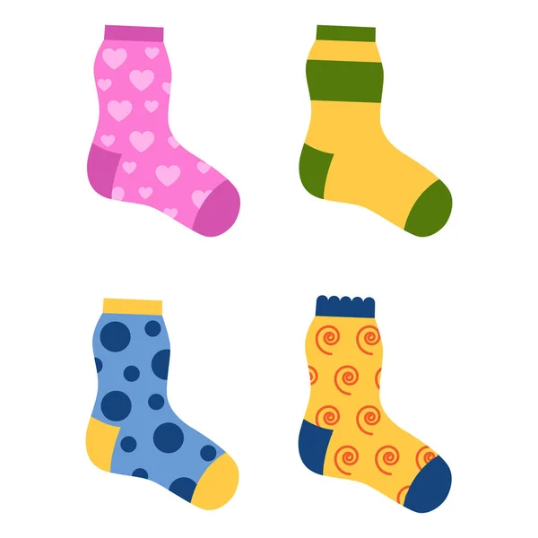平面设计多彩袜子设置的矢量图. — 图库矢量图片