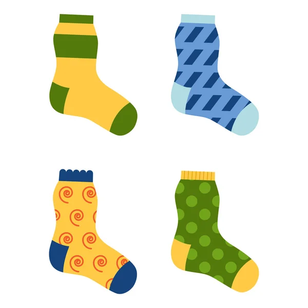 Platte ontwerp kleurrijke sokken instellen vectorillustratie. — Stockvector