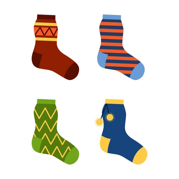 Flat design colorful socks set vector illustration. — Stock Vector