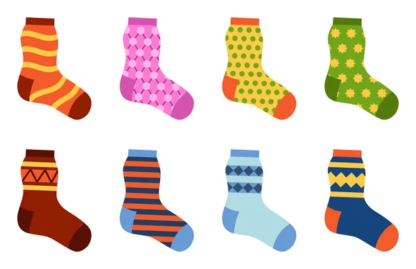 Flaches Design bunte Socken Set Vektor Illustration. — Stockvektor