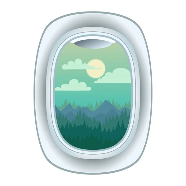 Flugzeug Fenster Ansicht Vektor Illustration. — Stockvektor