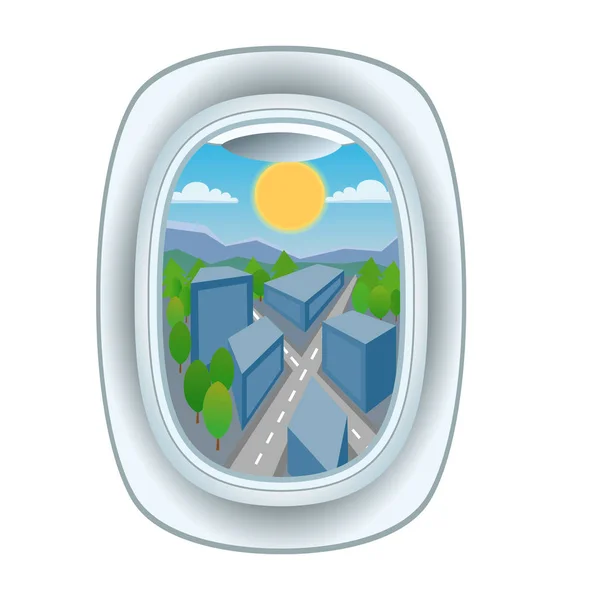 Uçak pencere görünümü vektör çizim. — Stok Vektör
