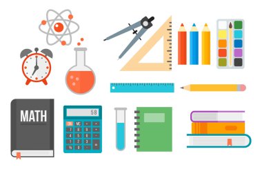 Okul Kırtasiye malzemeleri vektör çizim malzemeleri.