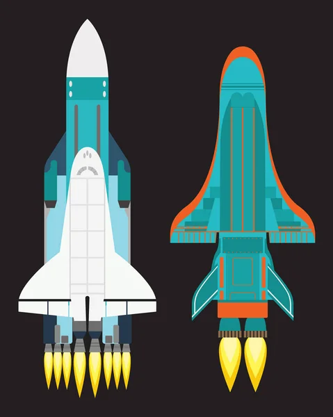 Векторная технология корабельного ракетного карикатурного дизайна для инновационного продукта и космографической фантазии о космосе . — стоковый вектор