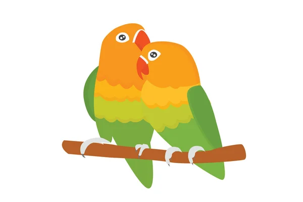 Cartoon tropical lovebird parrot wild animal bird vector illustration. — Stock Vector