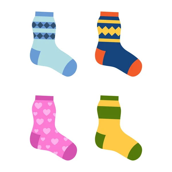 Flaches Design bunte Socken Set Vektor Illustration. — Stockvektor