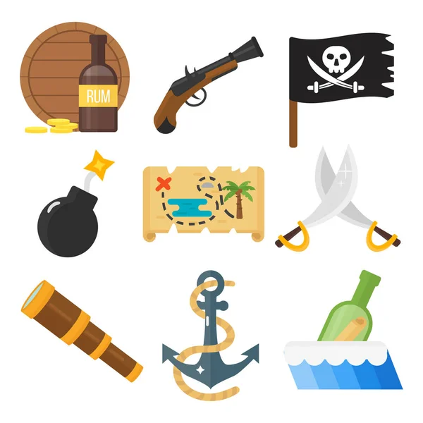 宝藏海盗冒险玩具配件图标矢量集. — 图库矢量图片