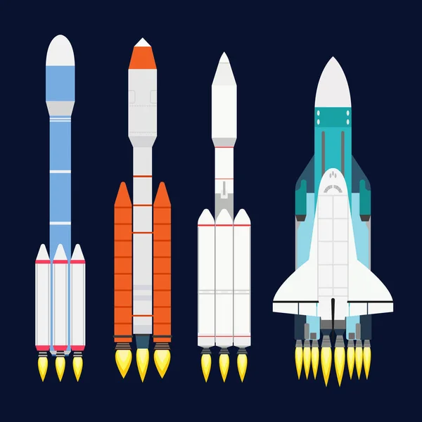 Diseño de dibujos animados de cohetes de nave de tecnología vectorial para el producto de innovación de inicio y la exploración gráfica de lanzamiento espacial de fantasía cosmos . — Archivo Imágenes Vectoriales