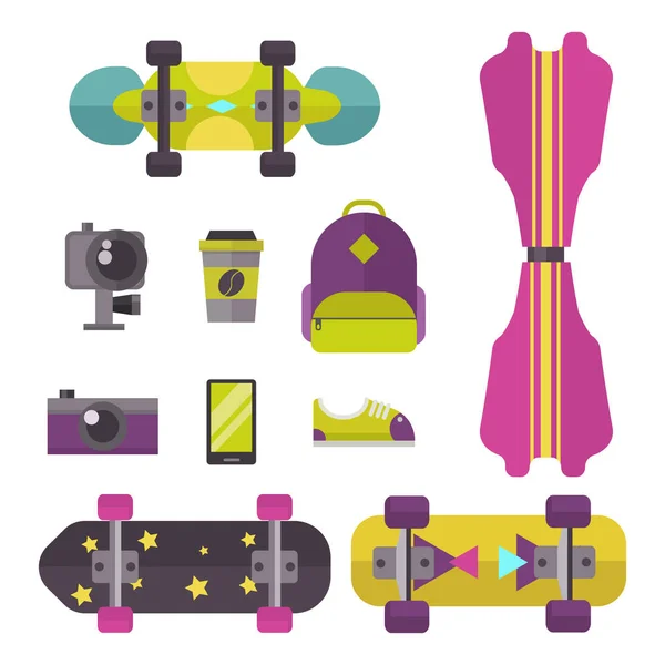 Set di icone dello skateboard vettoriale . — Vettoriale Stock