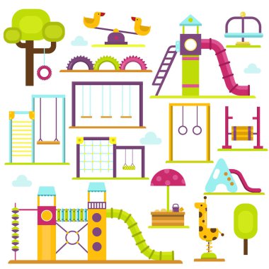 Çocuk Bahçesi vectoroutdoor çocuklar zaman illüstrasyon.