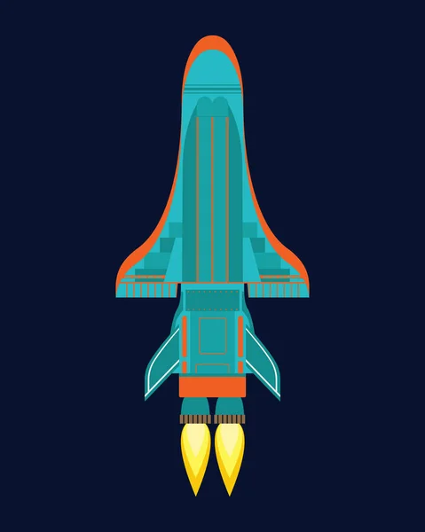 Vector technology ship rocket cartoon design for startup innovation product and cosmos fantasy space launch graphic exploration. — Stock Vector