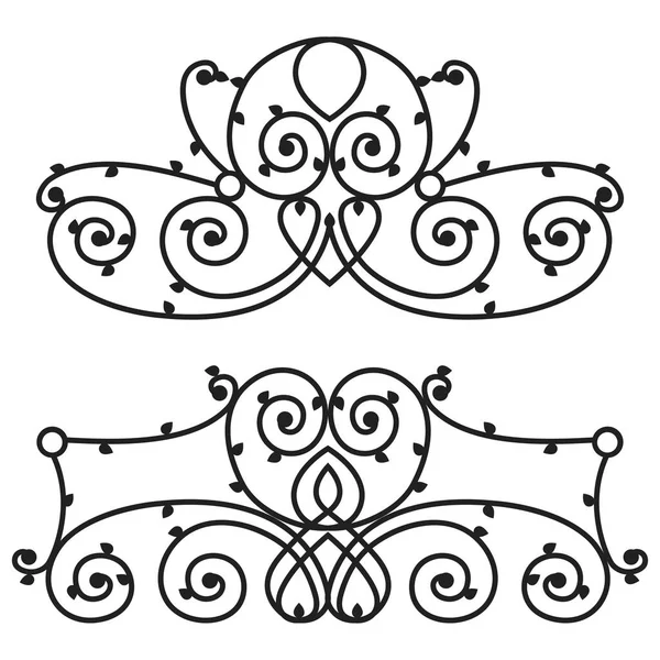 Decorative iron metal fence elegance retro calligraphic style swirl vintage border frame design decorative sign and antique decoration ornament vector illustration. — Stock Vector