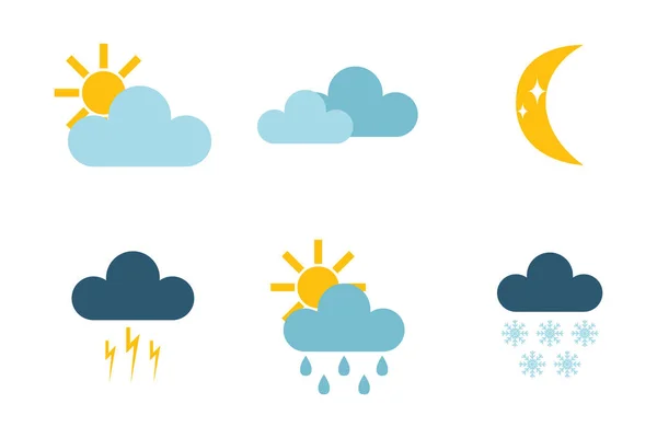 Conjunto de previsão climática vetor de ícones meteorológicos . — Vetor de Stock