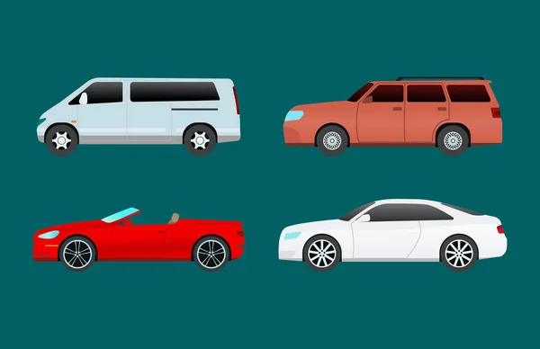 Автомобільний транспорт тип дизайну подорожі гонка модель знак технології стиль і загальний автомобіль сучасний дитяча іграшка плоский Векторні ілюстрації ізольовані значок . — стоковий вектор