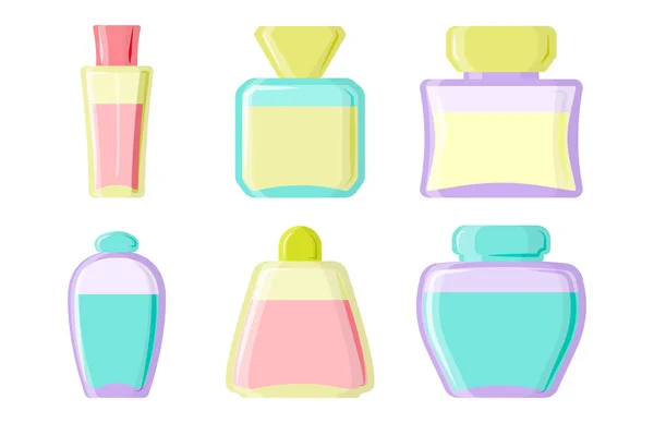 Glamour modieuze mooi cosmetische parfumflesje en Frankrijk glanzende vrouwelijke verpakking buis product vrouwelijke geur vectorillustratie. — Stockvector