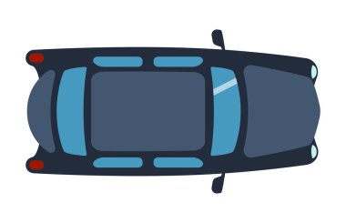 Renkli araba oyuncak otomobil taşıma ve tekerlek ulaşım tasarım Rating çatı motorlu araç navlun vektör çizim üzerinde ek yükü Üstten Görünüm.