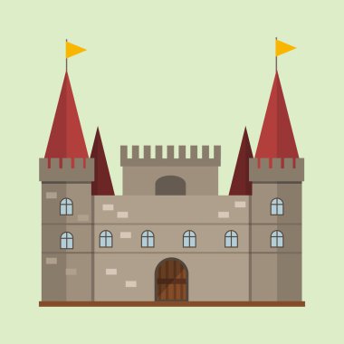 Peri masalı kale kule simgesi şirin mimarisi fantezi ev fairytale Ortaçağ ve Prenses kale tasarım izole masal vektör çizim karikatür.