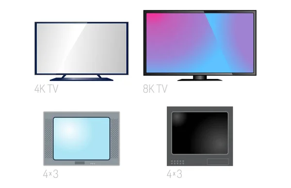 Tv screen lcd monitor vorlage elektronische gerätetechnologie digitale größe diagonale anzeige und video moderne plasma home computer vektor illustration. — Stockvektor