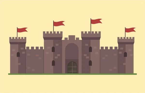 Fairy tale zamek wieża ikona ładna architektura fantasy dom bajki twierdzy średniowiecznej i księżniczka projekt bajka na białym tle wektor ilustracja kreskówka. — Wektor stockowy
