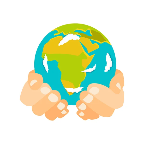 Globe terre dans la main icône vectoriel illustration . — Image vectorielle