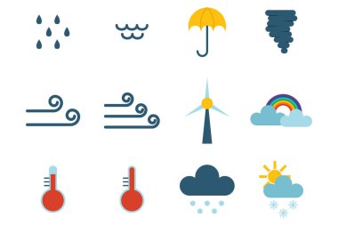 Hava simgeler vektör kümesi iklim tahmin.