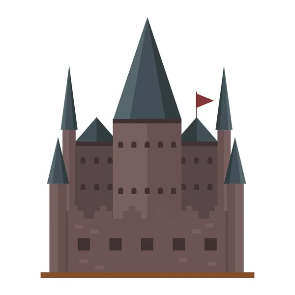 Tecknad Saga slott tower ikonen söt arkitekturen fantasy huset fairytale medeltida och prinsessan stronghold design fable isolerade vektorillustration. — Stock vektor