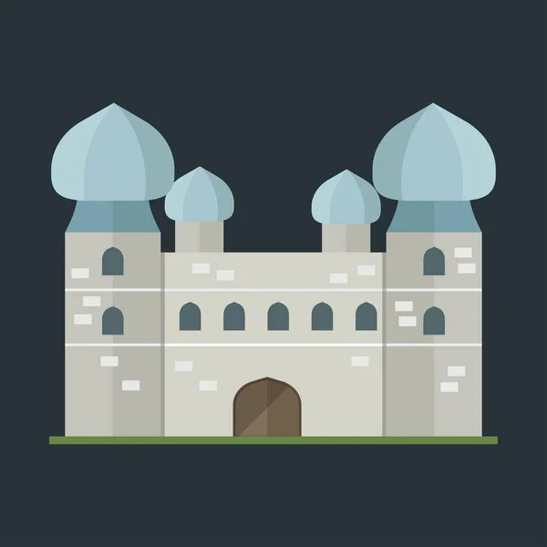 Cartoon fairy tale castle tower icon cute architecture fantasy house fairytale medieval and princess stronghold design fable isolated vector illustration. — Stock Vector