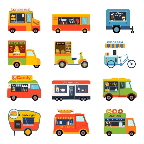 Street food festival colore rimorchio vettore ristorante auto . — Vettoriale Stock