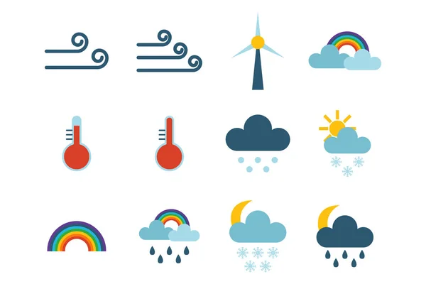 Ensemble d'icônes météo de prévision climatique vecteur . — Image vectorielle