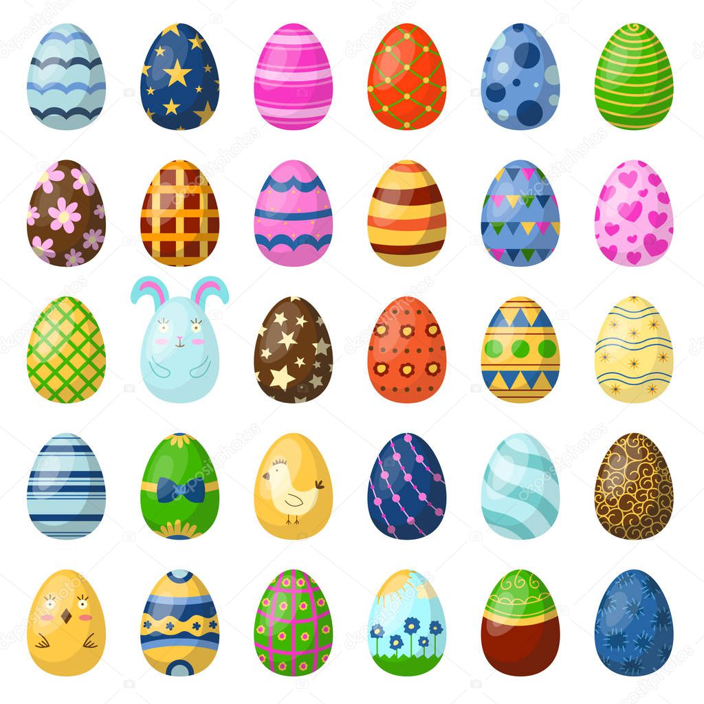 Easter eggs painted with spring pattern vector illustration.