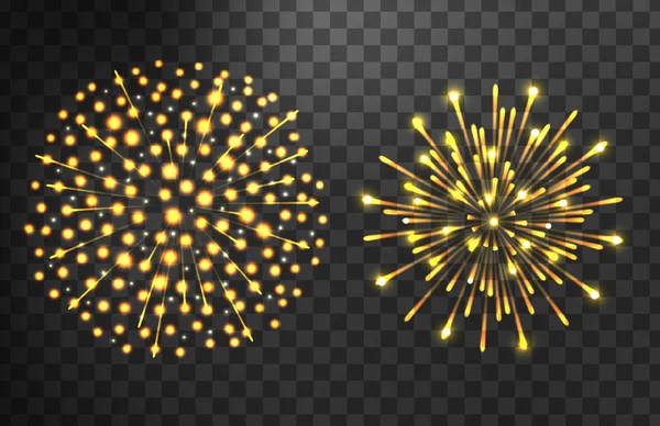 Fogos de artifício diferentes formas colorido vetor festivo . — Vetor de Stock