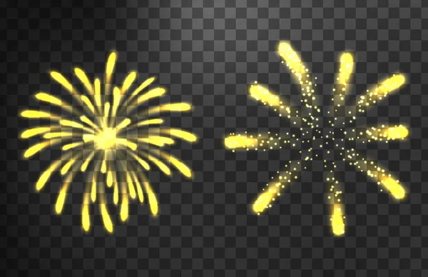 Vuurwerk: verschillende vormen kleurrijke feestelijke vector. — Stockvector