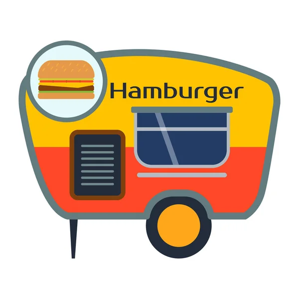 街头食品节汉堡拖车矢量餐车. — 图库矢量图片