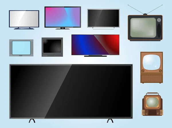 Tv screen lcd monitor vorlage elektronische gerätetechnologie digitale größe diagonale anzeige und video moderne plasma home computer vektor illustration. — Stockvektor