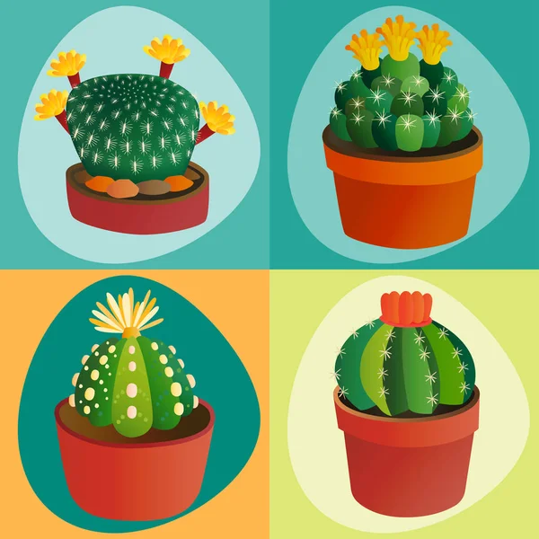 Cactus estilo plano naturaleza desierto flor verde dibujo de dibujos animados gráfica mexicana suculenta y tropical planta jardín arte cactus vector floral ilustración . — Archivo Imágenes Vectoriales