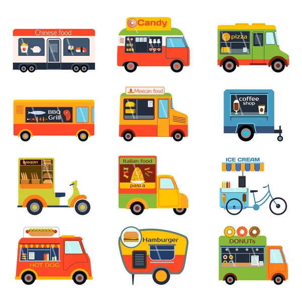 Street food festival colore rimorchio vettore ristorante auto . — Vettoriale Stock