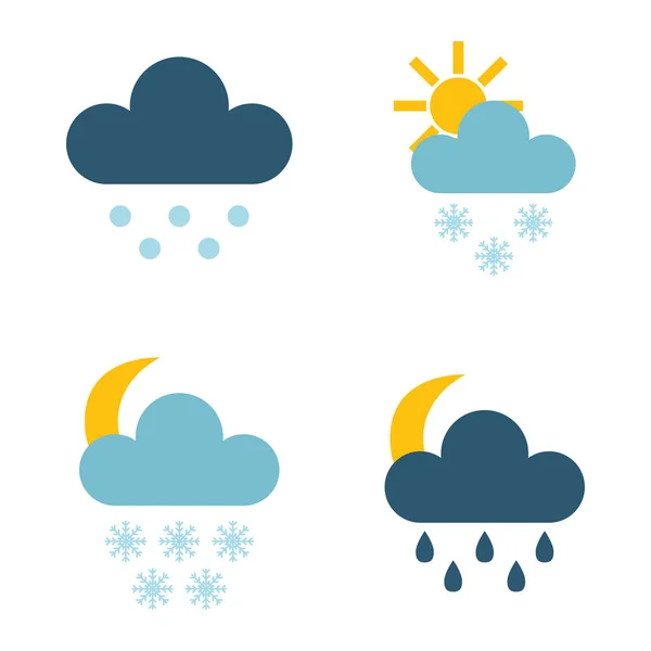 Ensemble d'icônes météo de prévision climatique vecteur . — Image vectorielle