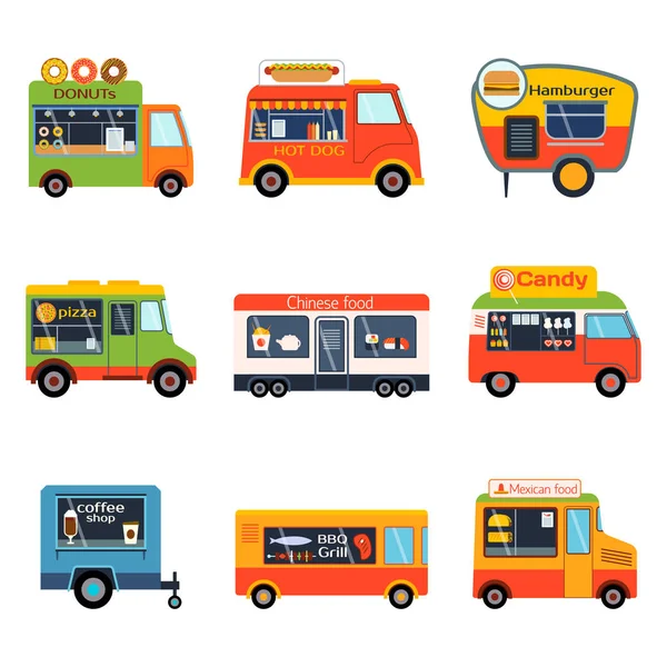 Street food festival couleur remorque vecteur restaurant voiture . — Image vectorielle