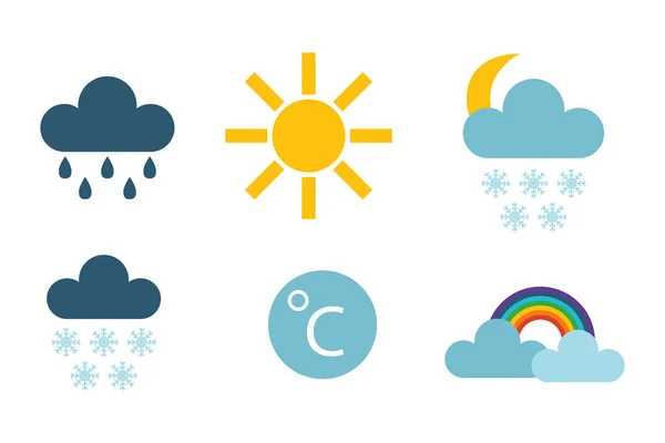 Set of climate forecast weather icons vector. — Stock Vector